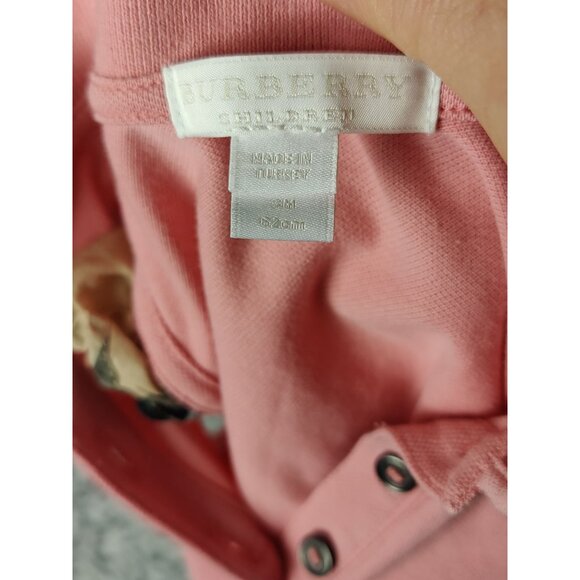 BURBERRY Polo Girls SZ 3M Nova Check Short Flutter Cap Sleeve Pink Round Collar - Picture 4 of 7